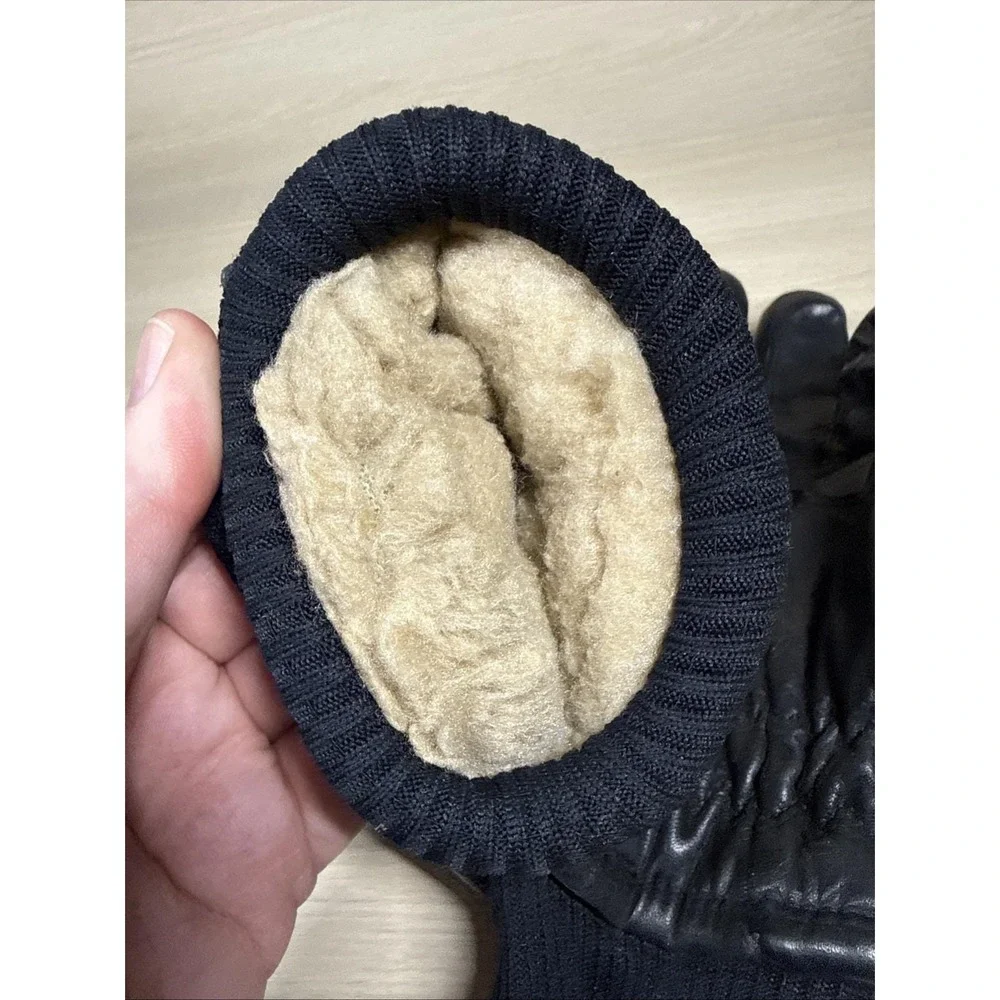 VTG‎ Kombi Ladies Medium Winter Ski Gloves Black Genuine Leather Made In Japan